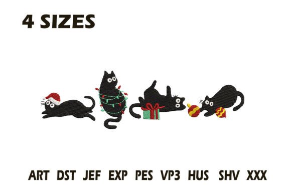 Christmas Black Cat Embroidery Design Review for Boutique Sweatshirts