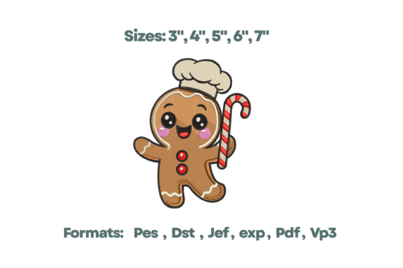 Cute Gingerbread Chef Embroidery: A Festive Design for Real Projects