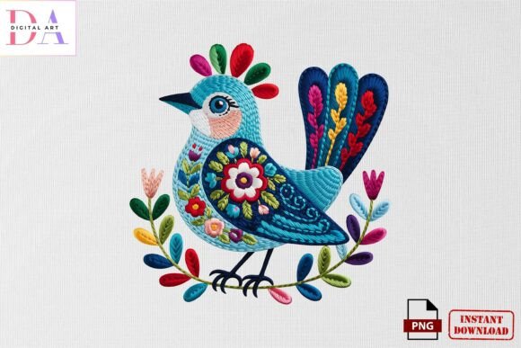Folk Art Bird Embroidery PNG Review for Handmade Gift Creations