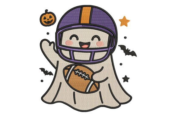 Football Ghost Halloween Embroidery: A Festive Booth Star