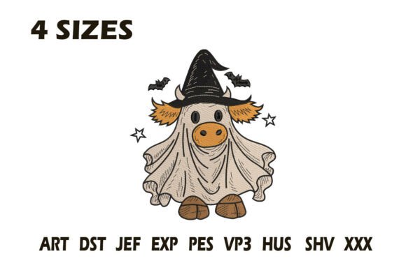 Ghost Cow Halloween Embroidery: A Playful Addition to Seasonal Creations