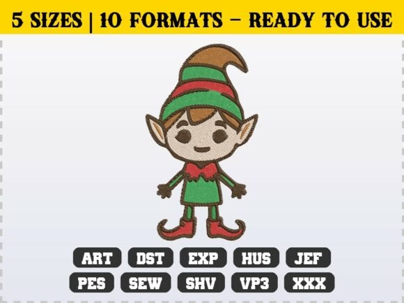 Holiday Festive Christmas Elf Embroidery: A Magical Addition for Craft Businesses