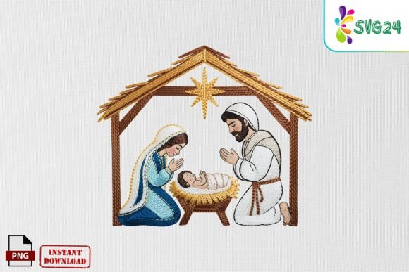 Nativity Scene Embroidery PNG: A Timeless Holiday Design