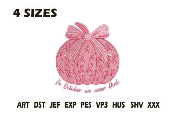 Pink Ribbon Pumpkin Embroidery: A Festive & Meaningful Design for Craft Fairs