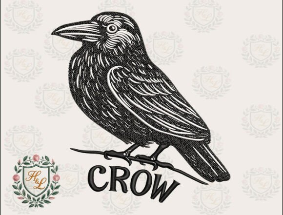 Rustic Bird Crow Embroidery Files for Boutique Sweatshirts